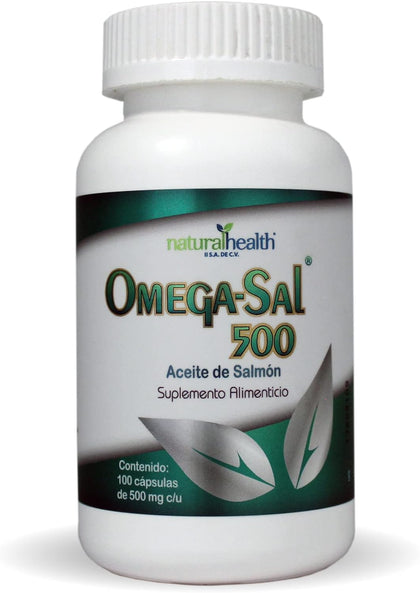 Omega Sal 500 Natural Health con Aceite de Salmon 100 Cápsulas