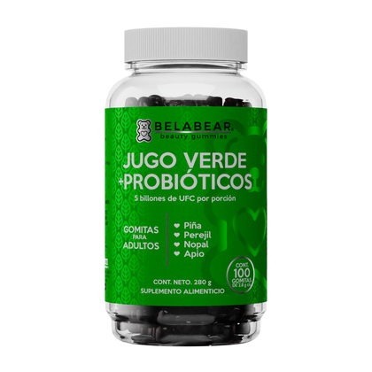 Jugo Verde + Probióticos 5 Billones Ufc Belabear 100 Gomitas