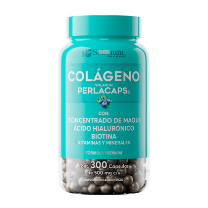 Colágeno con Concentrado de Maqui, Ácido Hialurónico, Biotina, Vitaminas y Minerales Solanum 300 Cápsulas