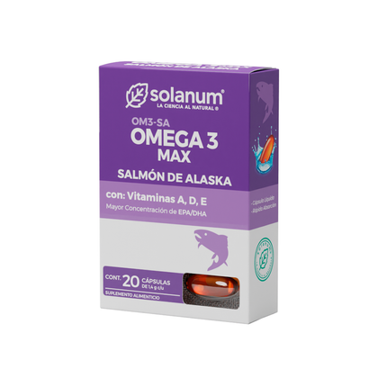 Omega 3 Max Salmón de Alaska Solanum 20 Cápsulas