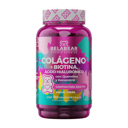 Colágeno + Biotina, Ácido Hialurónico Belabear 100 Gomitas