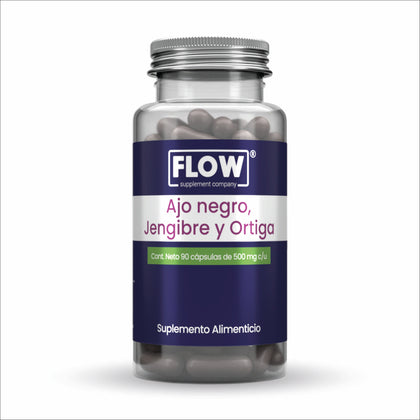 Ajo Negro, Jengibre y Ortiga Flow 90 cápsulas de 500 mg