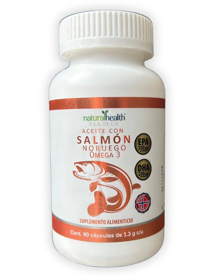 Aceite de Salmon Noruego Natural Health con Omega 3 90 Cápsulas