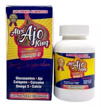 Atri Ajo King Omega 3 Glucosamina Calcio Cúrcuma 100tabletas