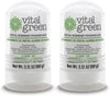 Vital Green - Desodorante Natural de Piedra Cristal de Alumbre de Potasio con Aloe Vera. Ideal Para Piel Sensible. Elimina El Olor y No Mancha. Presentación roll on 90 g - 3 fl oz (2 Unidades)