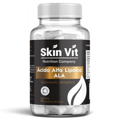 Ácido Alfa Lipoico (ALA) Skin Vit Nutrition Company 60 Cápsulas de 550mg