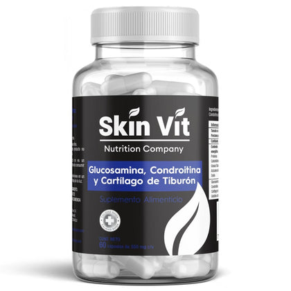 Glucosamina, Condroitina, Cartílago de Tiburón Skin Vit Nutrition Company 60 Cápsulas de 550mg