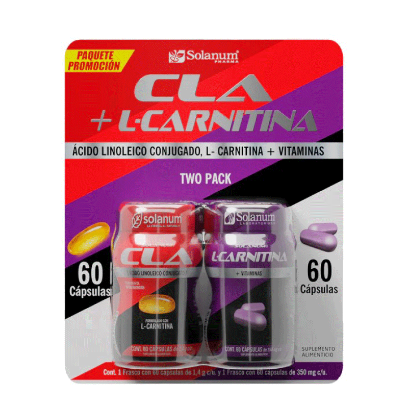 Cla+l-carnitina 2pack Ácido Linoléico 120 Caps - Solanum