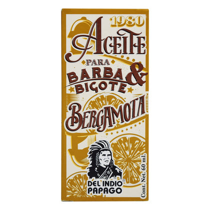 Aceite De Bergamota Para Barba Y Bigote 60 Ml Del Indio Papago