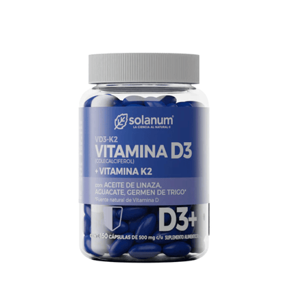 Vitamina D3 Y Vitamina K2 150 Cápsulas - Solanum