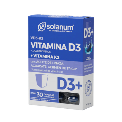 Vitamina D3+vit. K2, Aceite De Linaza Solanum 30 Cápsulas