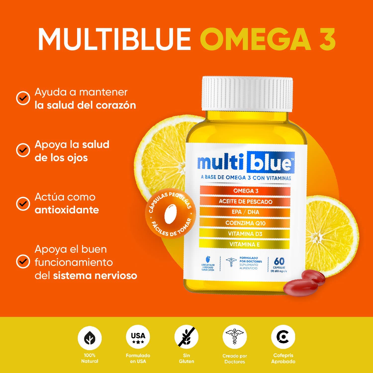 Omega 3 Con Vitaminas Multiblue 60 Capsulas
