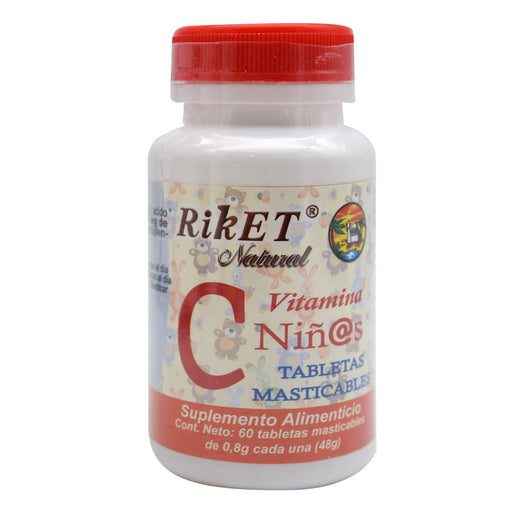 Vitamina C Kids 60 Tabletas Masticables Riket Natural