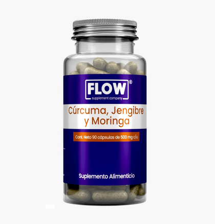 Curcuma Jengibre Moringa Flow Puro Premium 90 Cápsulas