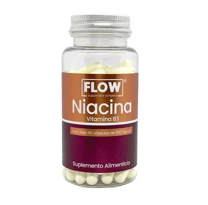 Niacina Vitamina B3 90 Cápsulas De 500 Mg Flow Niacinamida