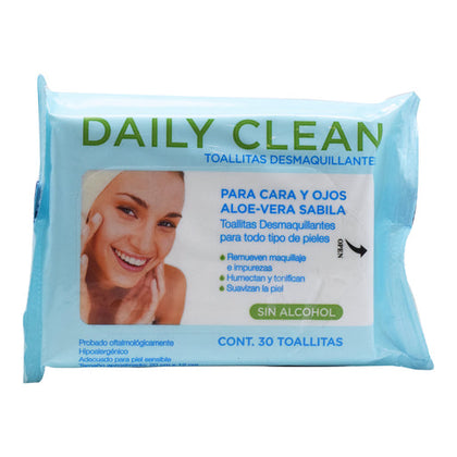 Toallitas Desmaquillantes Aloe Vera 30 Pzas Daily Clean