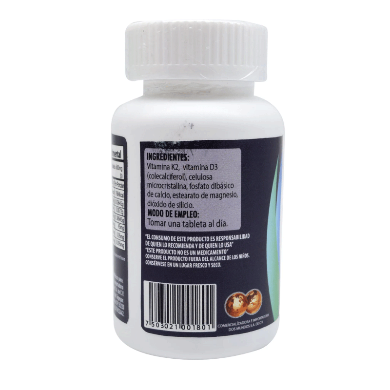 Vitamina K2 y D3 combinadas: 30 tabletas