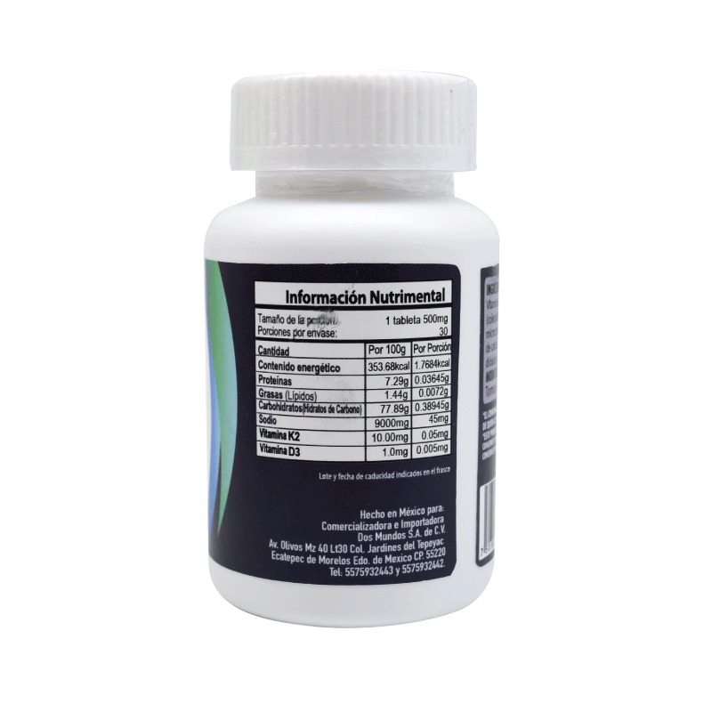 Vitamina K2 y D3 combinadas: 30 tabletas